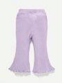 Cozy Cub Baby Girl 3pcs Lettuce Trim Flare Leg Pants