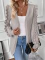 SHEIN Essnce Ruffle Trim Open Front Cardigan