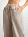 SHEIN Leisure Drawstring Waist Wide Leg Lounge Pants