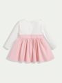 SHEIN Baby Girl Heart Embroidery 2 In 1 Dress