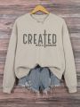 Plus Letter Graphic Drop Shoulder Sweatshirt