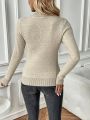 SHEIN Essnce Contrast Trim Mock Neck Thermal Lined Crop Sweater