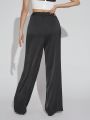 Luxe High Waist Contrast Mesh Wide Leg Pants