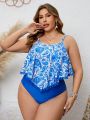 SHEIN Swim BohoFeel Plus Size Two-piece Swimwear With Paisley Pattern