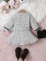 Fashionable Baby Girls' Small Dress + Coat Set