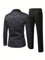 Extended Sizes Men's Patterned Suit Set