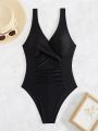 SHEIN DD+ Women's Ruffled One-piece Swimsuit