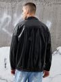 Men Zip Up PU Leather Jacket