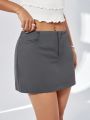 SHEIN Qutie Ladies' Solid Color Low Waist Casual Skirt