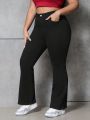 Plus Size Solid Color Slim Fit Flare Jeans