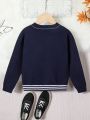 Little Boys' Contrast Color Round Neck Pullover Sweater