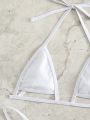 SHEIN Swim BAE Heart Shaped Mesh Triangle Cup Bikini Swimsuit Set