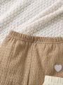 SHEIN Kids EVRYDAY Young Girl 2pcs Heart Embroidery Flare Leg Pants