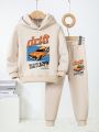 Toddler Boys' Car Printed Hooded Long Sleeve Top And Long Pants Set