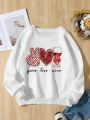 Women's Gesture & Heart Pattern Fleece Sweatshirt