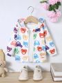 Baby Girls' Cartoon Printed Zip Up Hooded Jacket