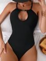 SHEIN Swim Y2GLAM Women's Hollow Out One-Piece Swimsuit