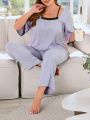 Plus Size Women's Lace Trimmed Pajama Set