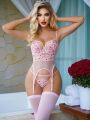 Women's Hollow Out Lace Heart Shape Lingerie Set