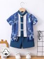 3pcs/Set Chinese Classic Style Placket & Deer Print Festival Costume For Baby Boys Spring/Summer