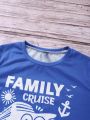 Little Girls' Cruise Letter Printed T-Shirt