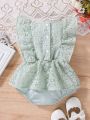 Baby Girl Ruffle Trim Lace Overlay Bodysuit