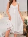 Women's Spaghetti Strap Lace Patchwork Sleepwear Dress