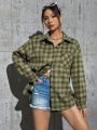 Women's Drop-shoulder Plaid Shirt