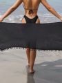 SHEIN Swim Vcay Women'S High Slit Twist Front Cover Up Skirt