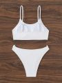 SHEIN Swim Chicsea Ladies' Monochrome Swimsuit Set (Accessories Random)