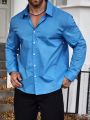 Extended Sizes Men's Plus Size Solid Color Turn-down Collar Shirt