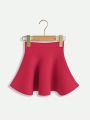 SHEIN Kids EVRYDAY Toddler Girls' Solid Color Knitted Sweater Skirt