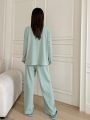 DAZY Button-front Long Sleeve Top And Long Pants Pajama Set