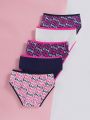 Pack Of 5 Girls' Underwear With Letter Print