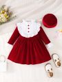 Baby Girl Ruffle Trim Flounce Sleeve Dress & Hat