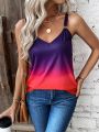 SHEIN LUNE Gradient Printed Cami Top With Circular Metal Detail