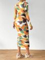 SHEIN SXY Tie Dye Slim Fit Dress