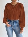 SHEIN Essnce Women's Solid Color Drop Shoulder Cropped Sweatshirt