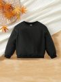 Baby Girls' Casual Cartoon Printed Round-Neck Sweatshirt With Long Sleeves, Suitable For Autumn And Winter