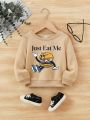 Boys Baby Cartoon & Slogan Graphic Thermal Lined Sweatshirt