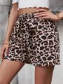 Leopard Print Belted Shorts