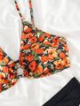 SHEIN Swim Mod Floral Pattern Two-piece Swimsuit Set