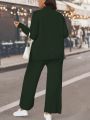 SHEIN Essnce Plus Mock Neck Drop Shoulder Sweater & Knit Pants