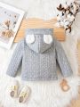 Baby 3d Ear Double Breasted Inner Plush Coat