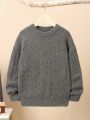 SHEIN Kids EVRYDAY Tween Boy Cable Knit Drop Shoulder Sweater