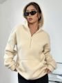 Solid Color Hooded Fleece Sweatshirt