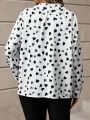 Plus Size Women's Love Heart Print Long Sleeve Shirt