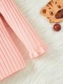 Baby Girls' Stand Collar Striped Sweater With Long Sleeves