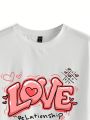 Positive Vibe Collection Plus Size Loose Fit Round Neck T-Shirt With Slogan Print