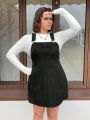 SHEIN Qutie Plus Size Black Heart Design Cute Suspenders Dress